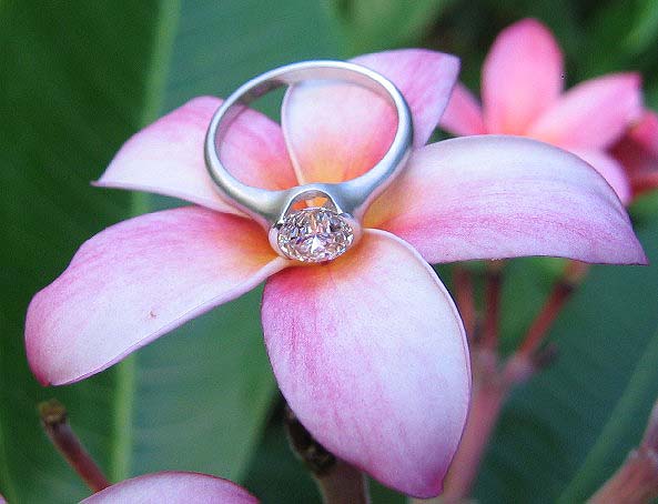 Diamond Engagement Ring Half Bezel Setting